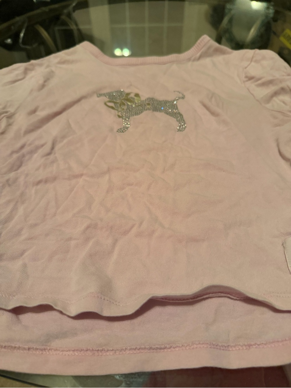 Loveshackfancy x Pink Short Sleeve Top with Sparkle Puppy Accent